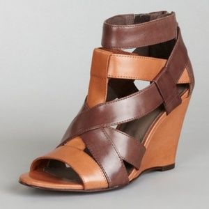 Joie Royce Two Tone Leather Wedge Sandals